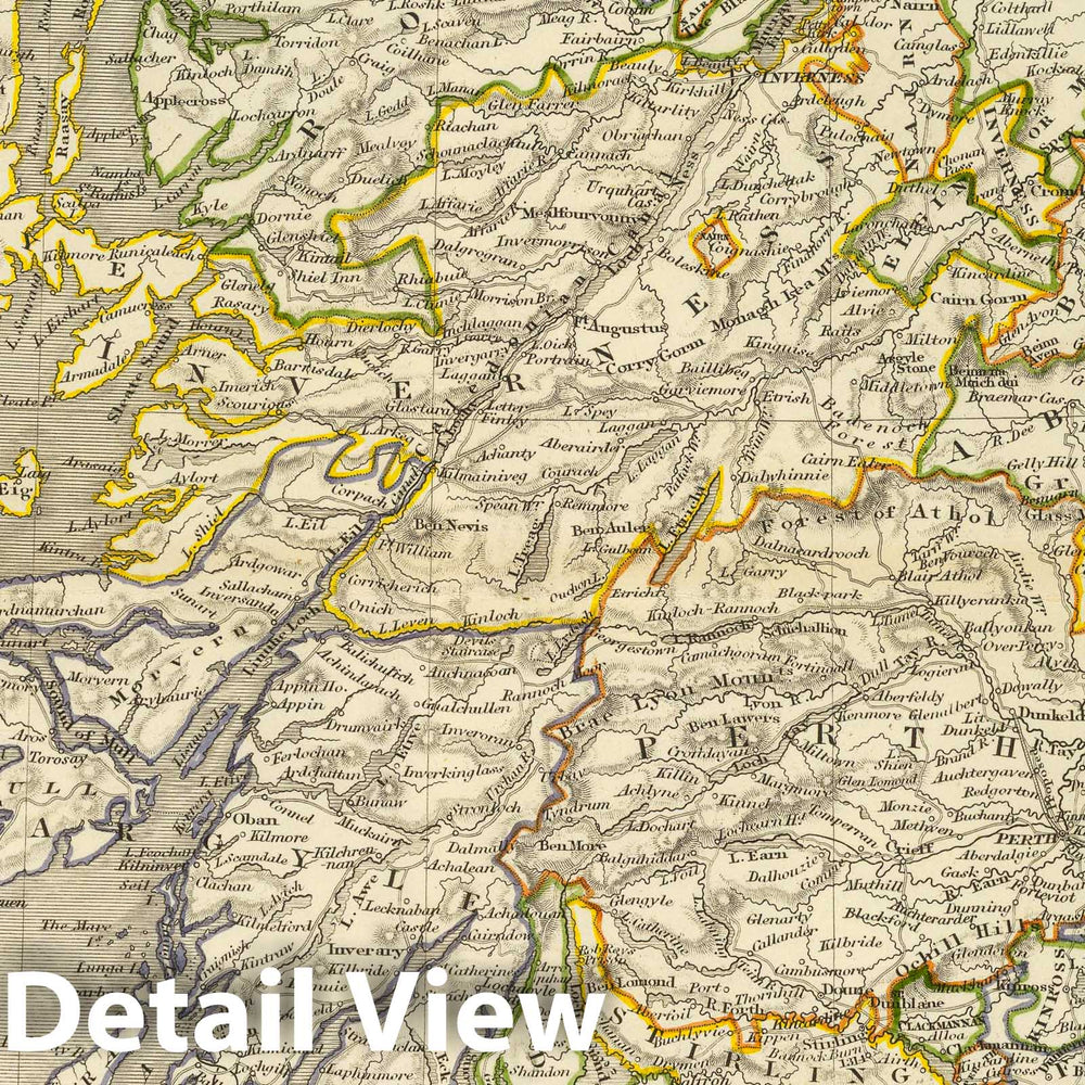 Historic Map : 1844 Scotland. - Vintage Wall Art