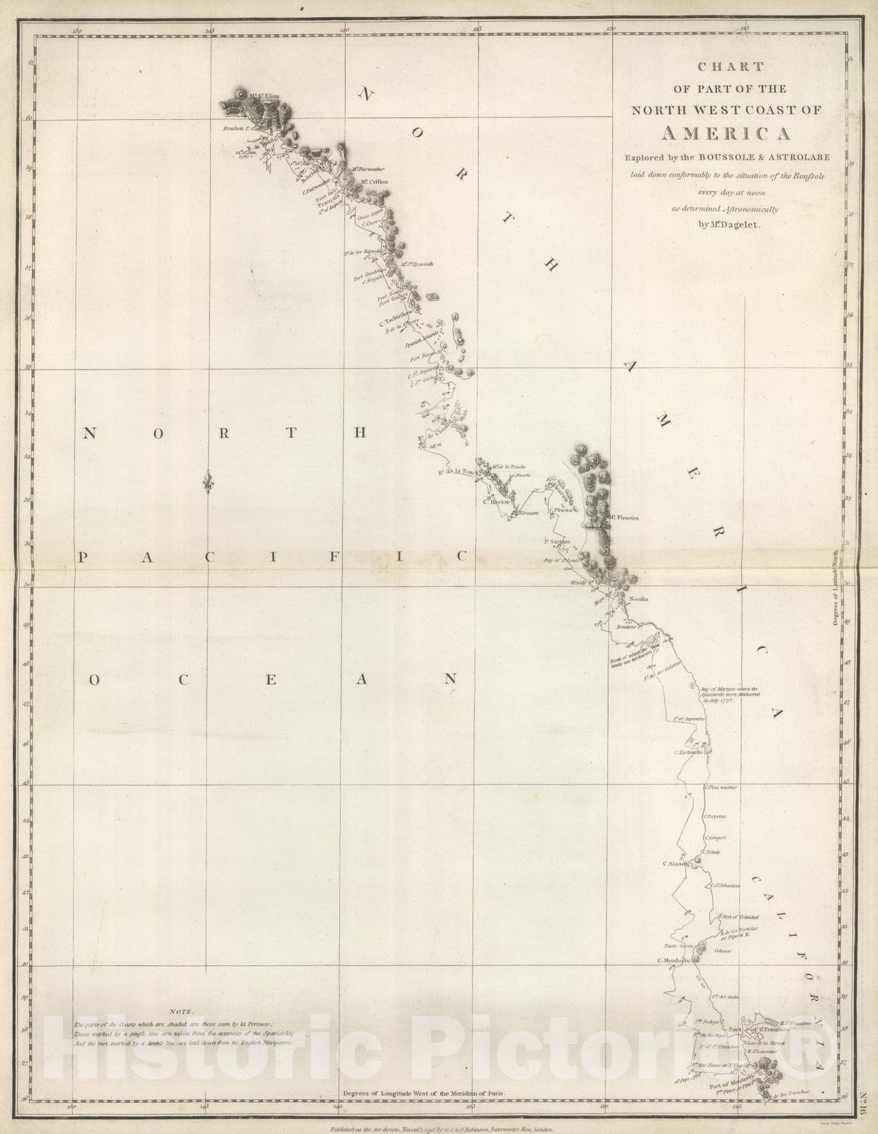 Historic Map : 1799 Chart of Part of the North West Coast of America. v2 - Vintage Wall Art