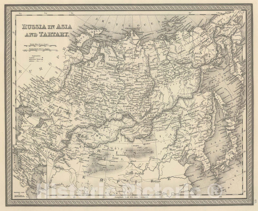 Historic Map : 1848 Russia In Asia and Tartary. - Vintage Wall Art