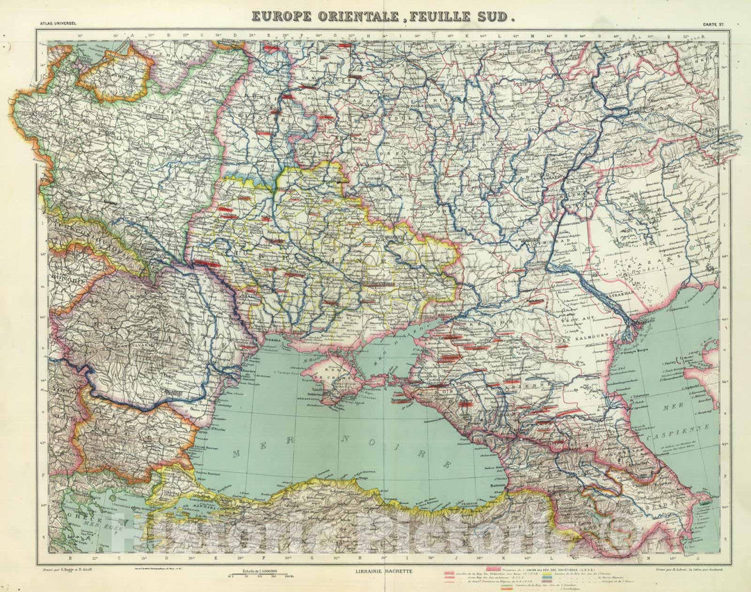 Historic Map : Romania; Russian Republic, 1937 Europe Orientale, Feuille Sud. , Vintage Wall Art