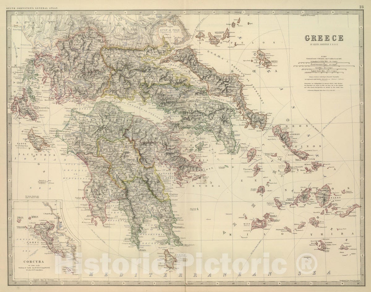 Historic Map : 1879 Greece. - Vintage Wall Art