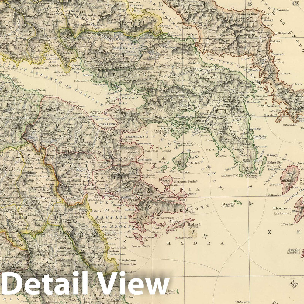 Historic Map : 1879 Greece. - Vintage Wall Art