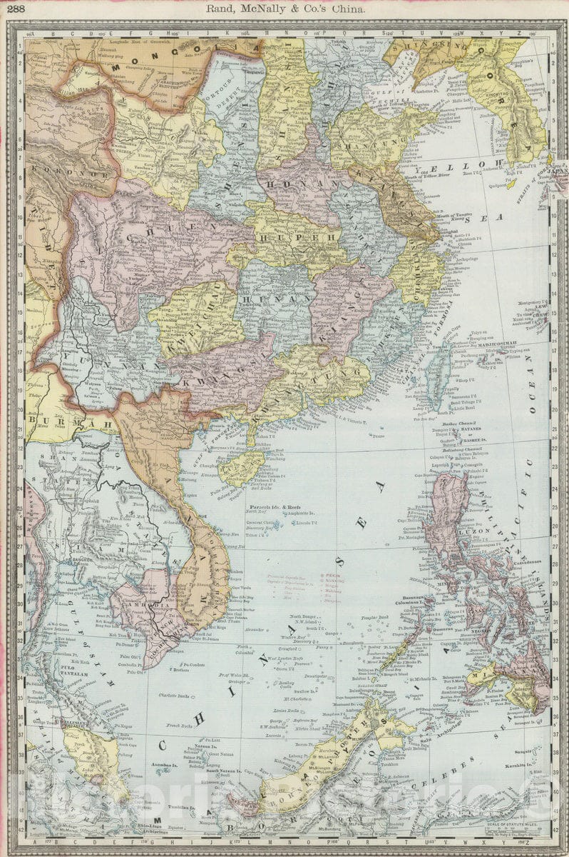 Historic Map : National Atlas - 1889 China. - Vintage Wall Art