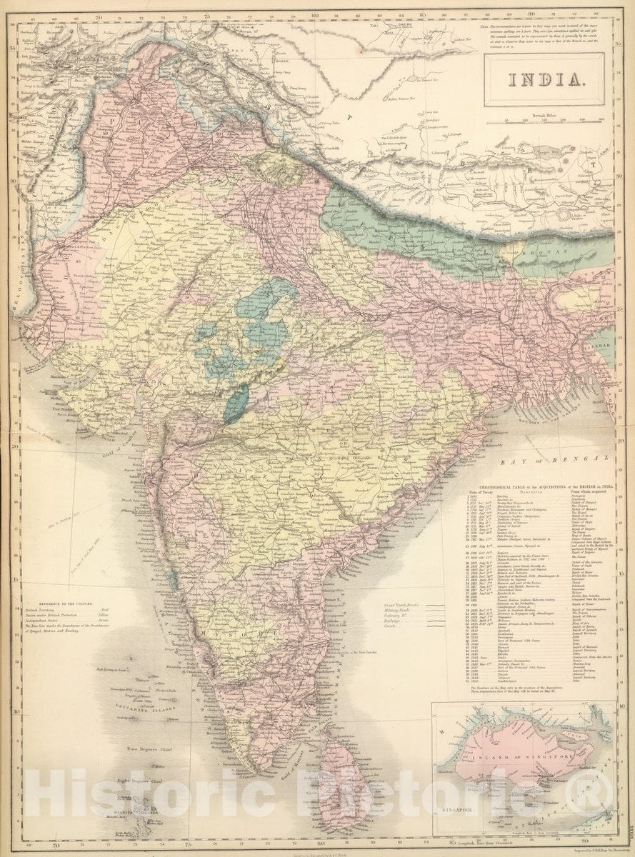 Historic Map : 1854 India : Vintage Wall Art