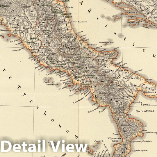 Historic Map : Italy , Rome (Italy), 1865 Italia, Gallia citerior, Illyricum, Sicilia, Sardinia, Corsica. , Vintage Wall Art