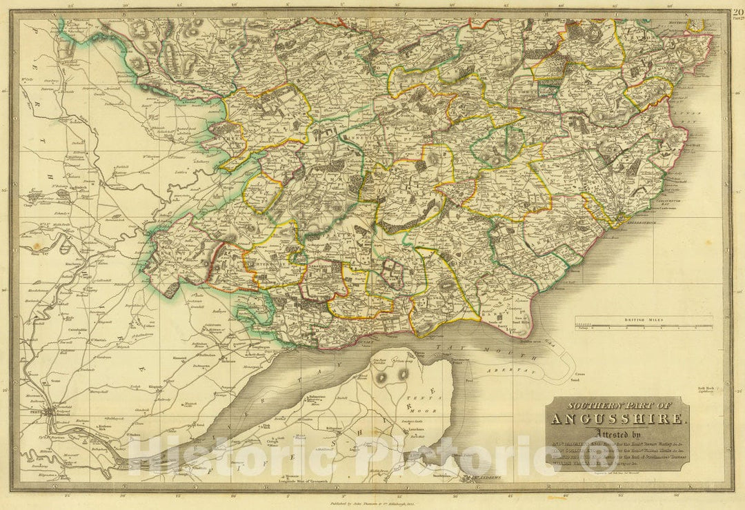 Historic Map : Scotland, 1832 Angusshire S. , Vintage Wall Art