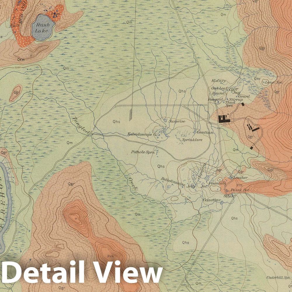 Historic Map : Geologic Atlas - 1904 Firehole Geyser Basin. - Vintage Wall Art