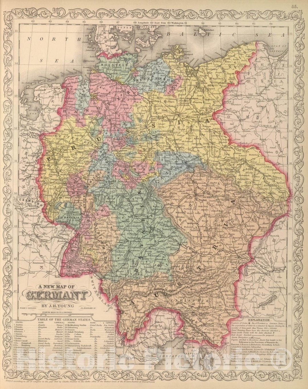 Historic Map : 1859 Germany. v1 - Vintage Wall Art