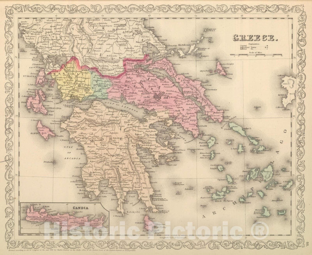 Historic Map : 1859 Greece. v1 - Vintage Wall Art