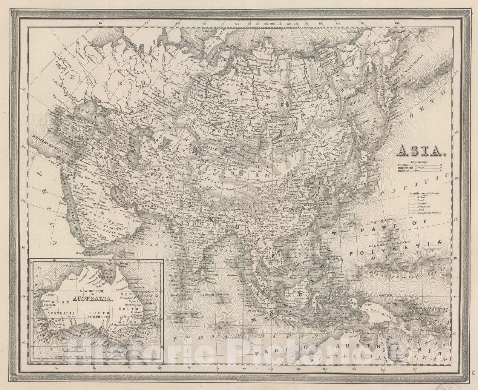 Historic Map : 1848 Asia. v1 - Vintage Wall Art