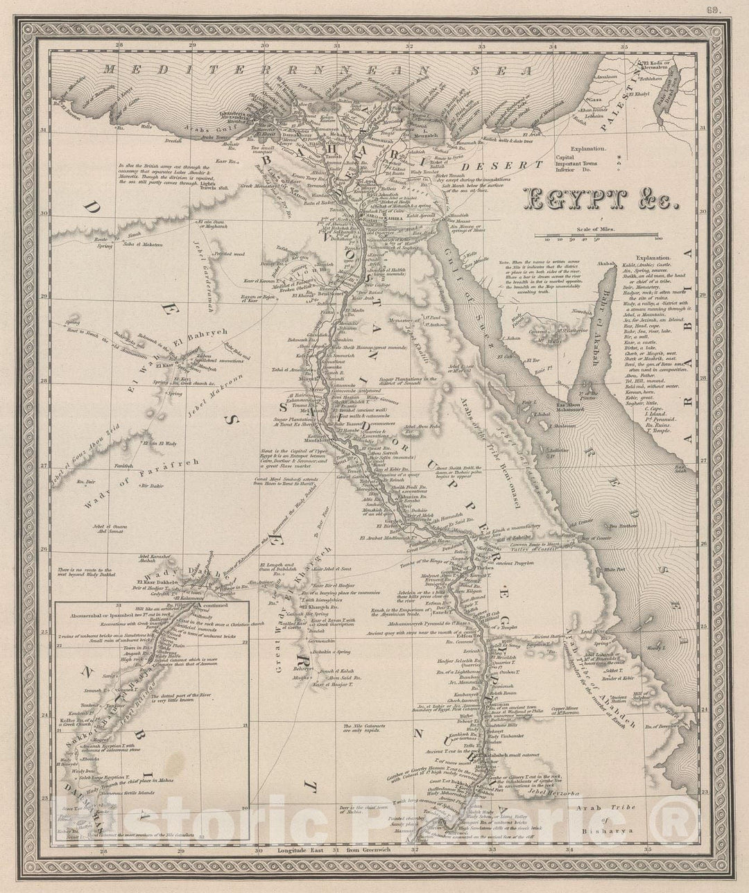 Historic Map : 1848 Egypt. v1 - Vintage Wall Art