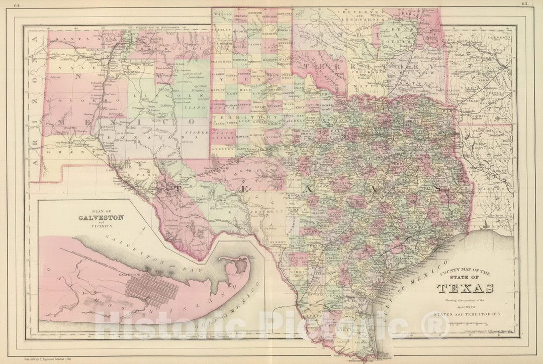 Historic Map : 1884 Texas. - Vintage Wall Art