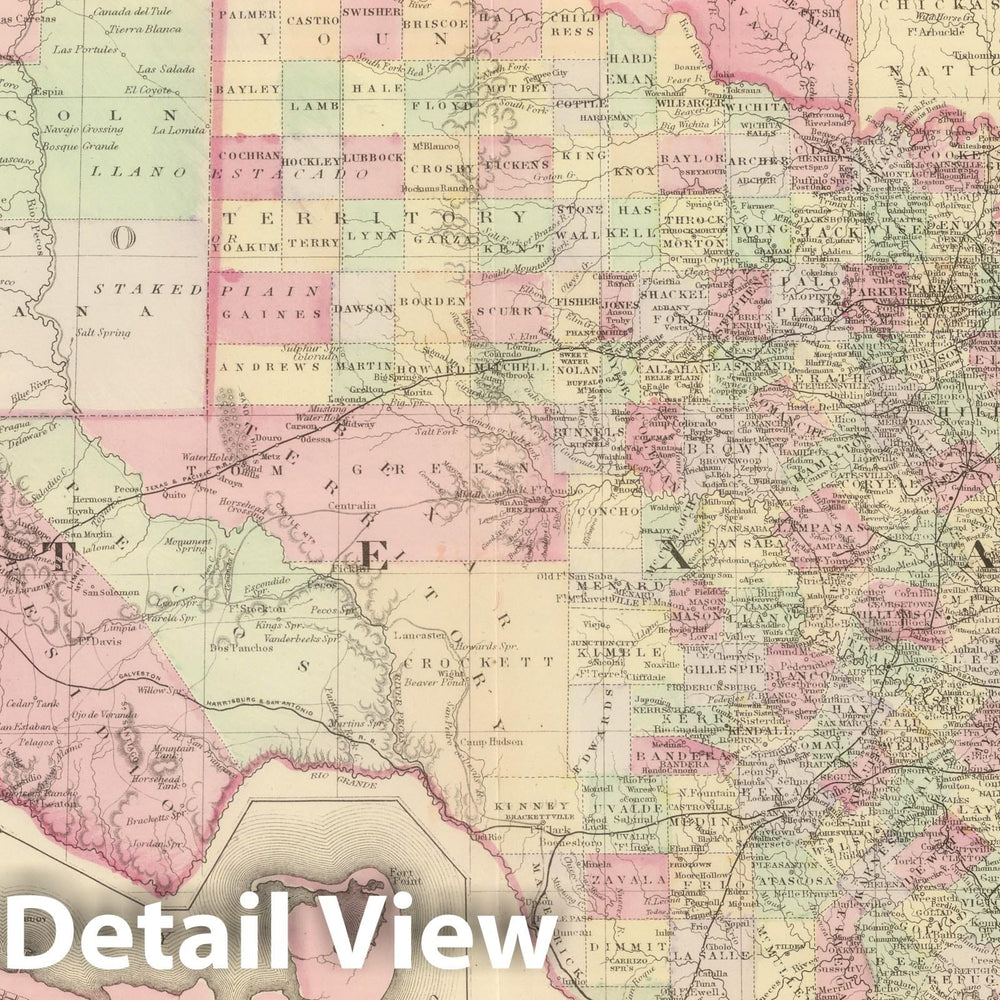 Historic Map : 1884 Texas. - Vintage Wall Art