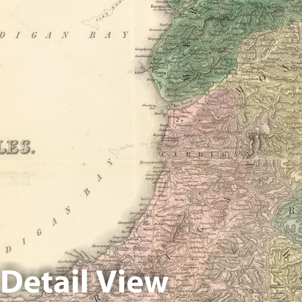 Historic Map : 1854 Wales. - Vintage Wall Art