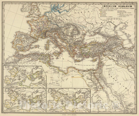 Historic Map : Mediterranean Region, Eastern Hemisphere 1865 Imperium Romanum inde a bello Actiaco usque ad Diocletiani tempus. , Vintage Wall Art