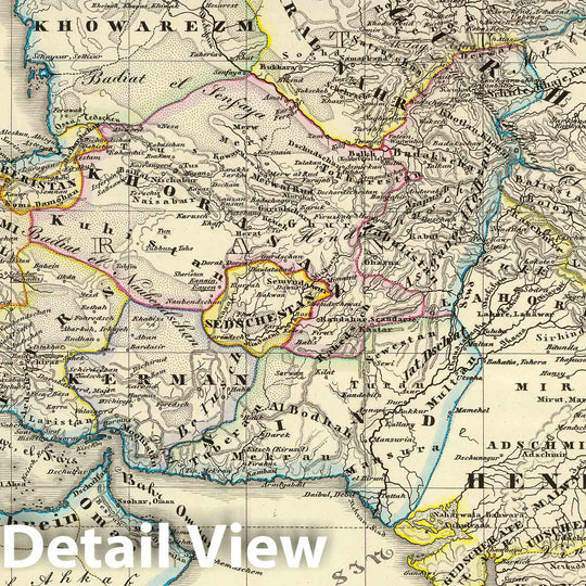 Historic Map : Iraq; Syria, Middle East, Asia 1855 (Das Reich Kalifen in seiner grossten Ausdehnung) - Ost. , Vintage Wall Art