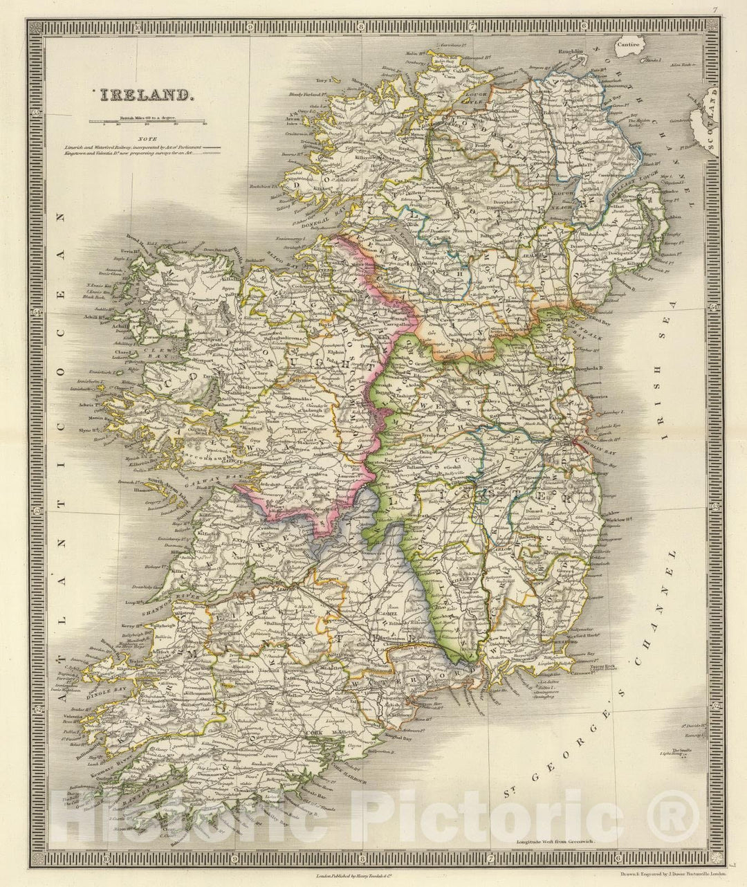 Historic Map : 1844 Ireland. - Vintage Wall Art