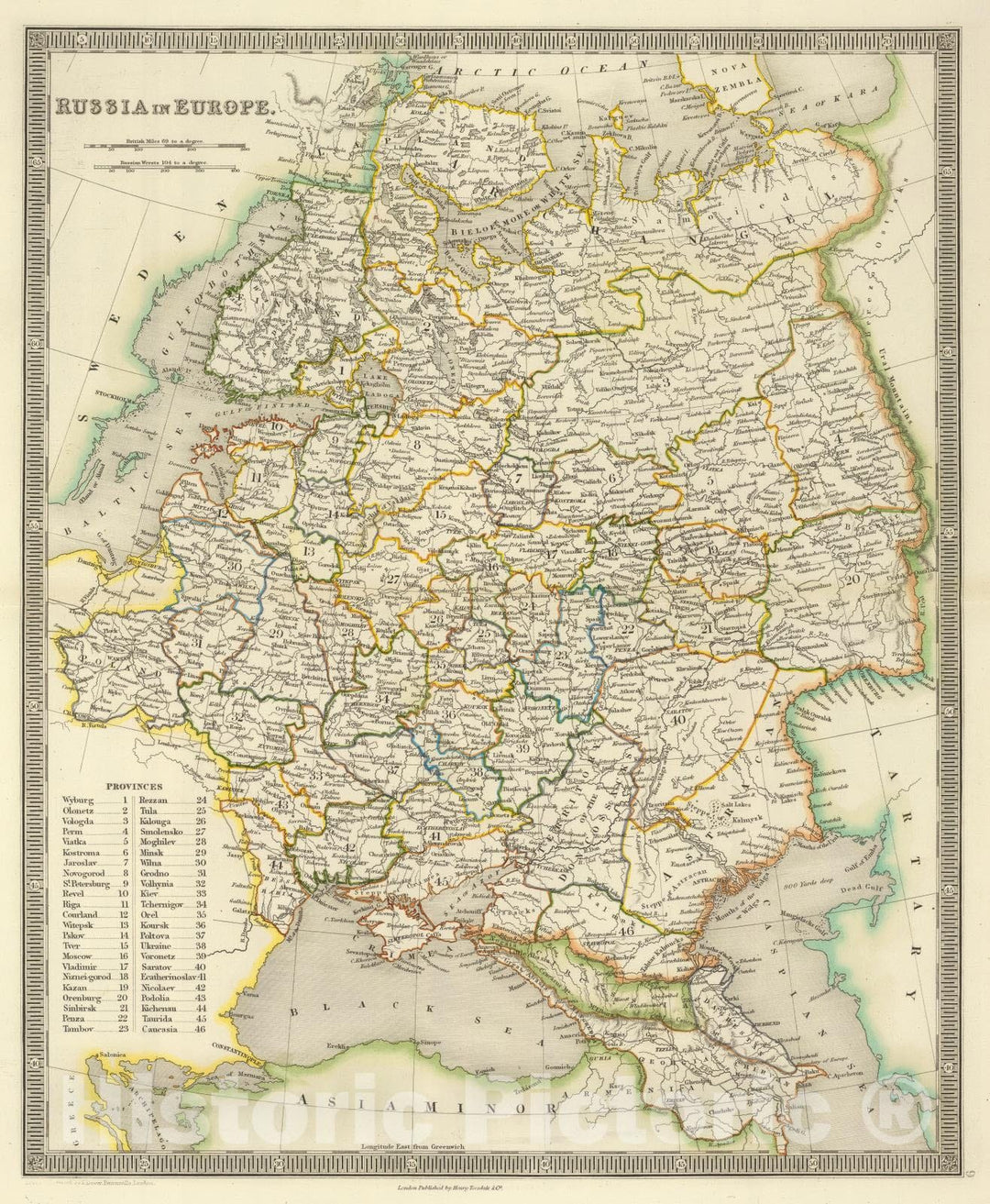 Historic Map : 1844 Russia In Europe. - Vintage Wall Art