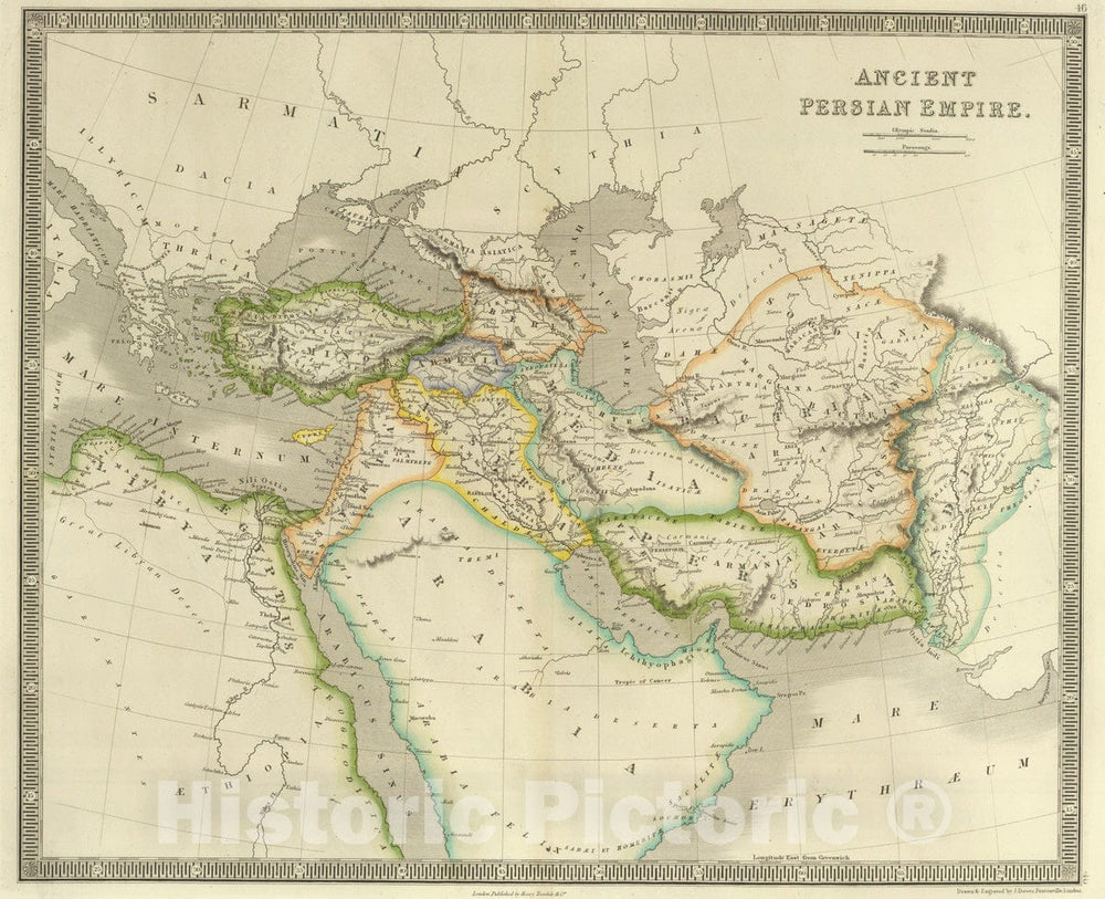 Historic Map - World Atlas - 1844 Ancient Persian Empire. - Vintage Wall Art