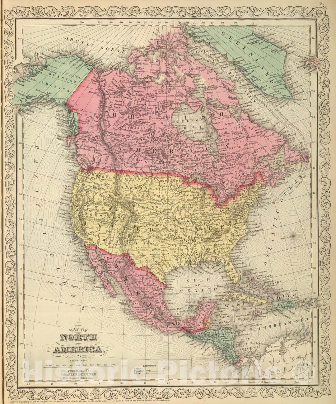 Historic Map : 1859 North America. v1 - Vintage Wall Art