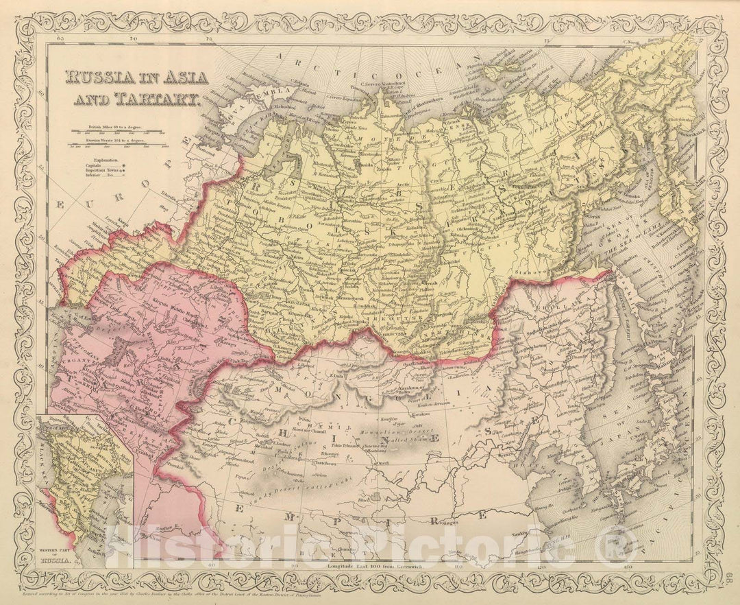 Historic Map : 1859 Russia In Asia and Tartary. v2 - Vintage Wall Art