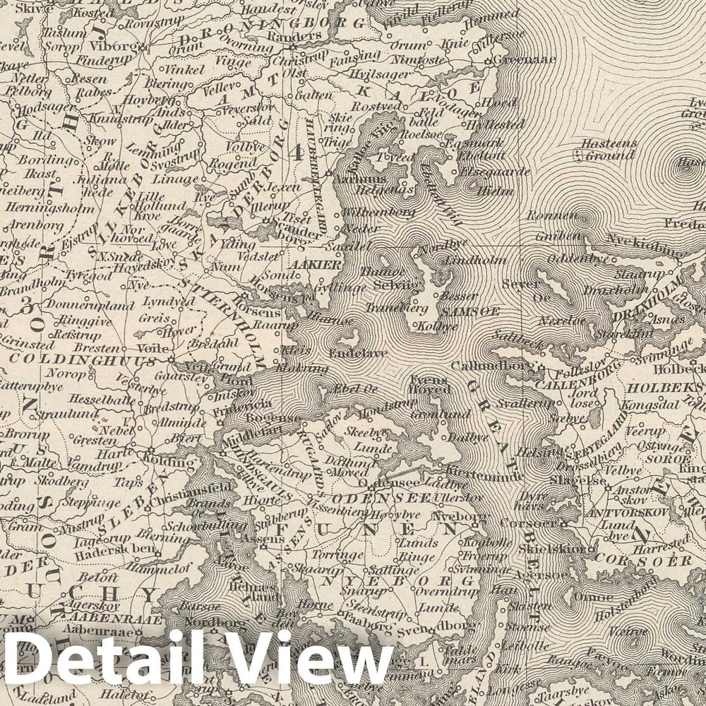 Historic Map : 1848 Denmark. - Vintage Wall Art