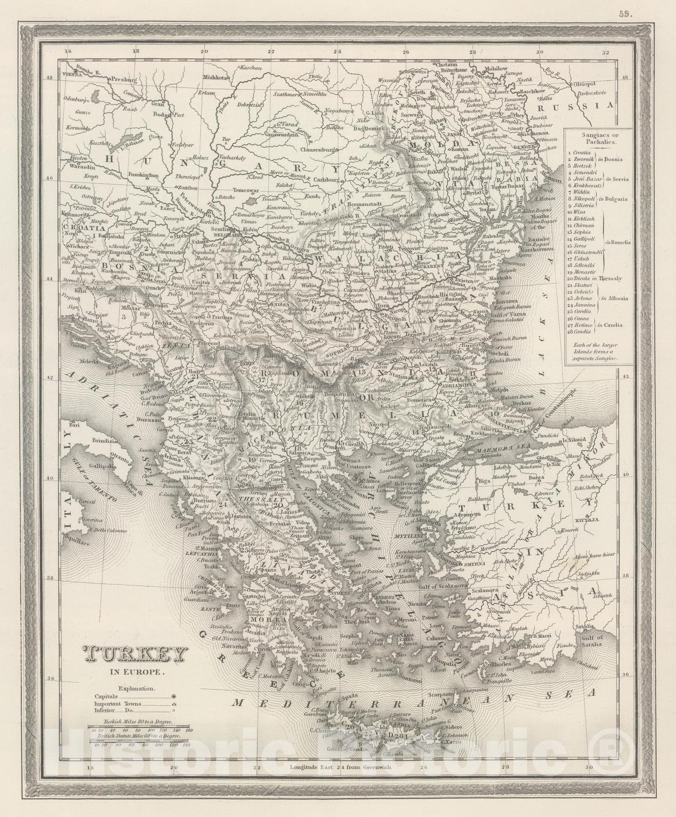 Historic Map : 1848 Turkey In Europe. v1 - Vintage Wall Art