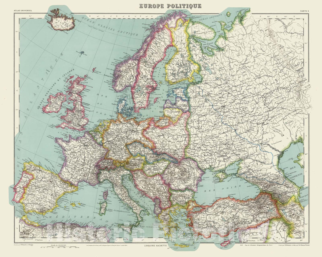 Historic Map - 1936 Europe Politique. - Vintage Wall Art