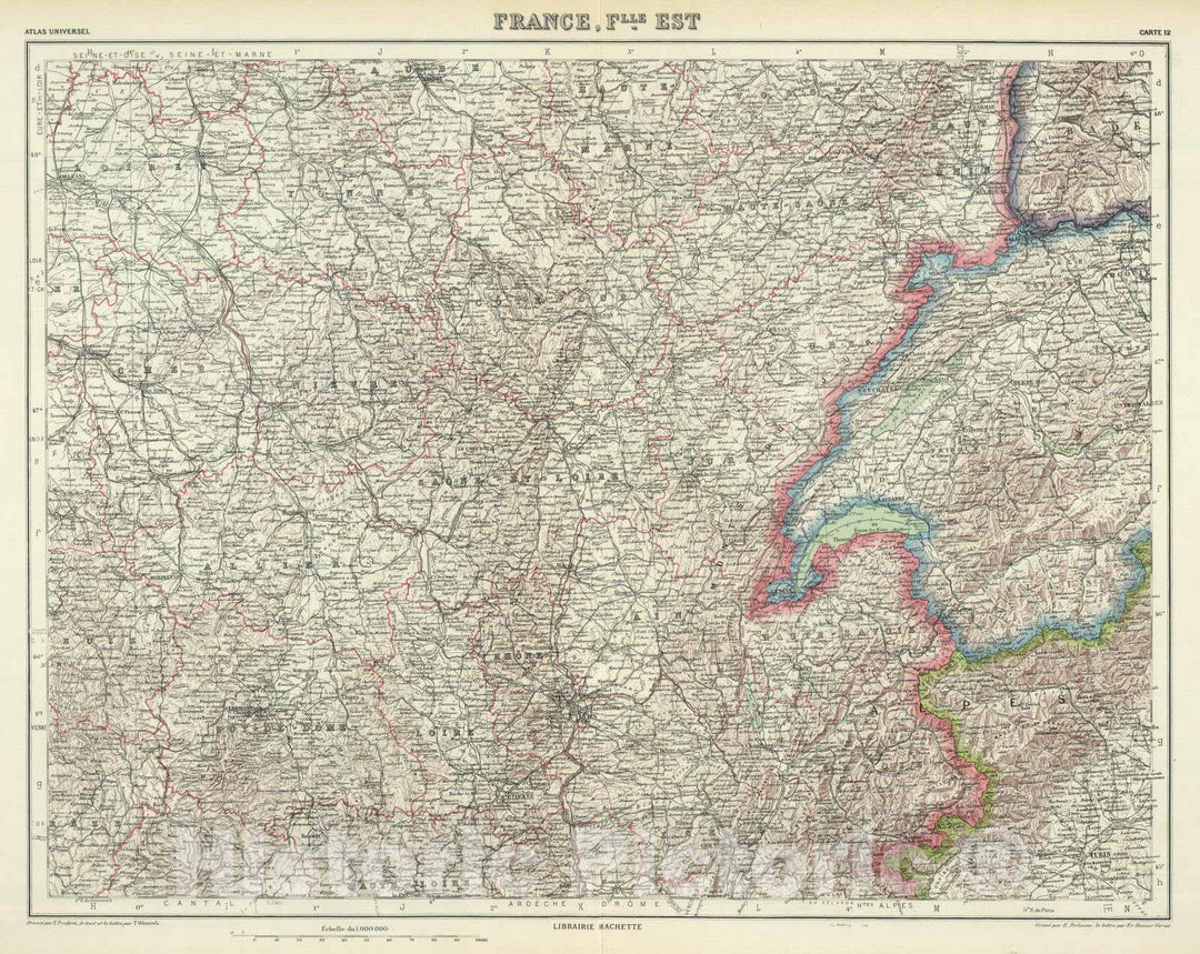 Historic Map : France, 1930 France Flle. Est. , Vintage Wall Art