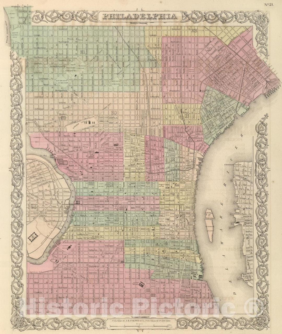 Historic Map : National Atlas - 1857 Philadelphia. - Vintage Wall Art