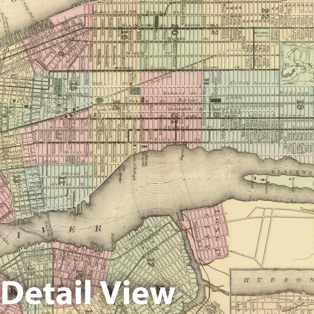 Historic Map : 1884 New York and Brooklyn : Vintage Wall Art