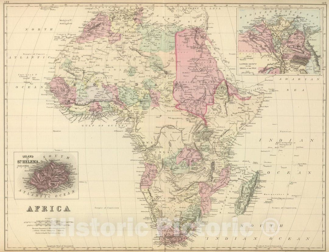 Historic Map : 1886 Africa. v1 - Vintage Wall Art