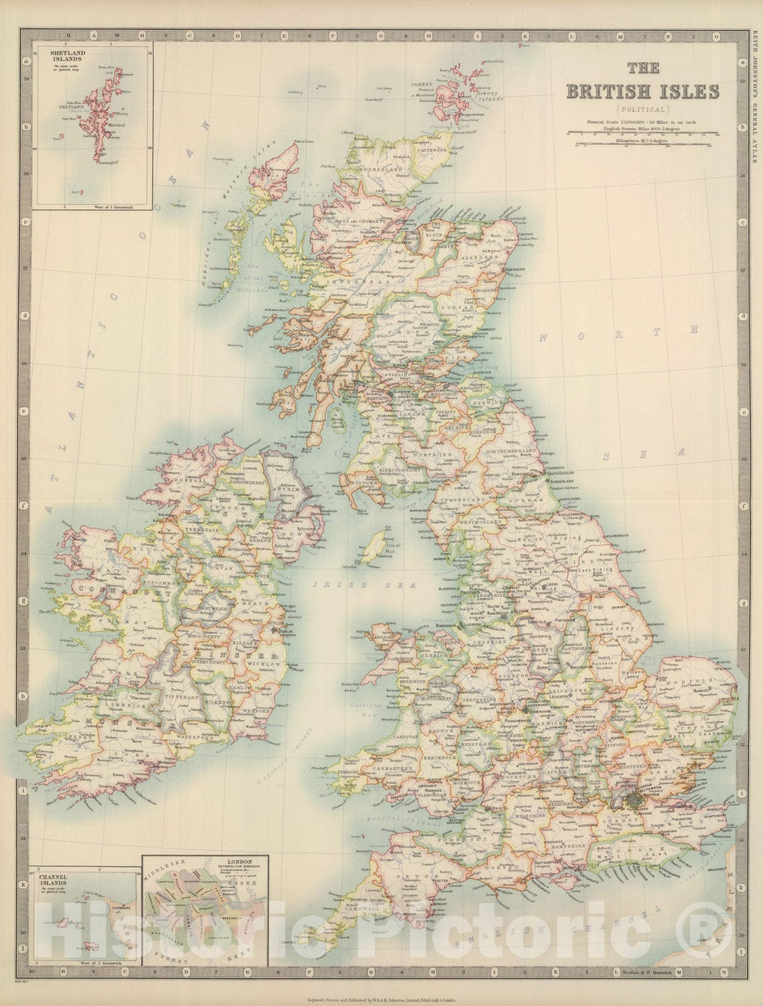 Historic Map : 1911 British Isles (Political). - Vintage Wall Art