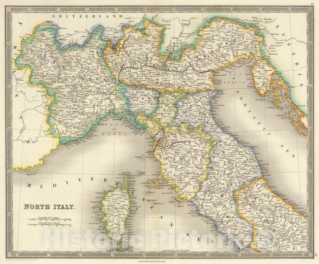 Historic Map : 1844 North Italy. - Vintage Wall Art