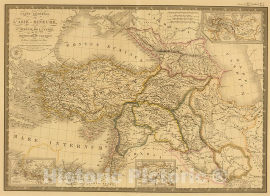 Historic Map : Syria; Turkey, Middle East 1839 Asie-Mineure, Armenie, Syrie, Mesopotamie, Caucase. , Vintage Wall Art