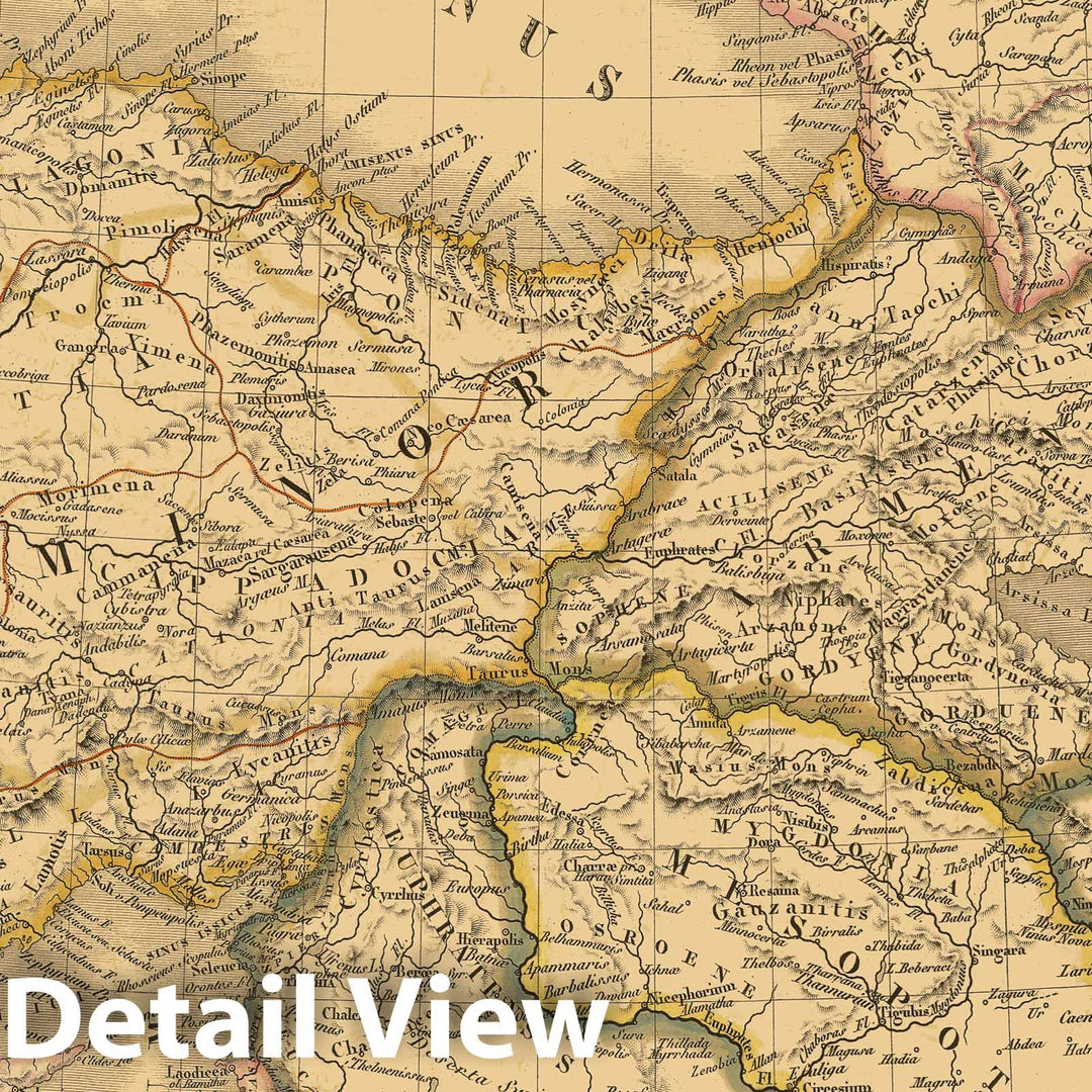 Historic Map : Syria; Turkey, Middle East 1839 Asie-Mineure, Armenie, Syrie, Mesopotamie, Caucase. , Vintage Wall Art