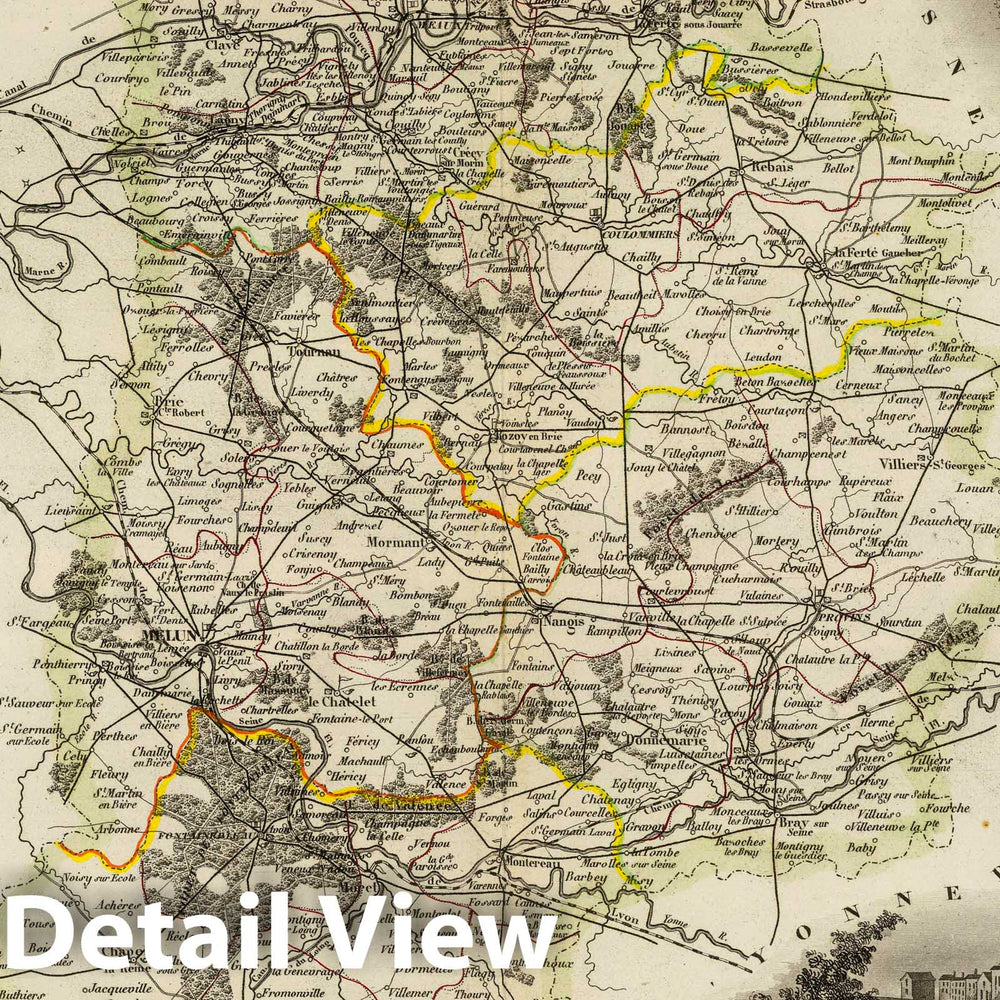 Historic Map : France, 1856 Dept. De Siene et Marne. , Vintage Wall Art