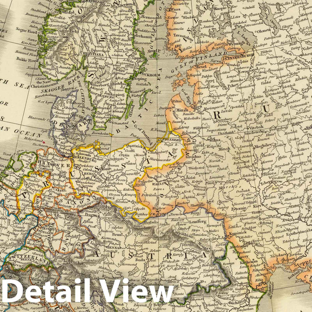 Historic Map : 1844 Europe. - Vintage Wall Art