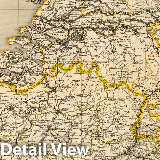 Historic Map : Belgium; Netherlands, Benelux countries 1865 Niederlande u. Belgien. , Vintage Wall Art