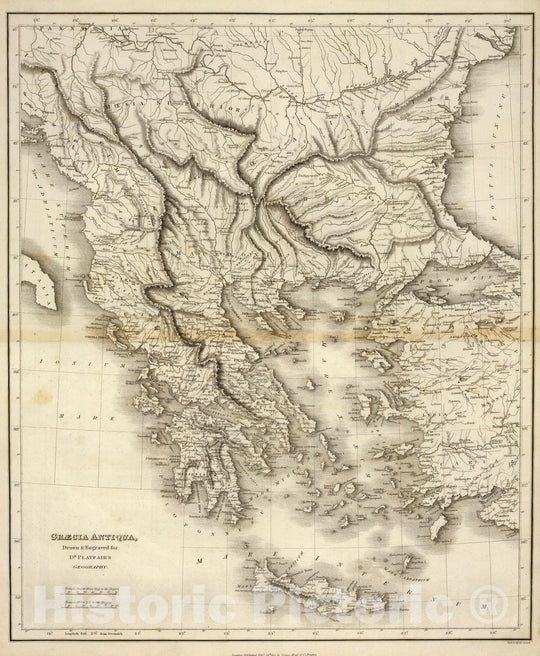 Historic Map : Bulgaria; Greece, Balkan Penninsula 1814 Graecia Antiqua. , Vintage Wall Art