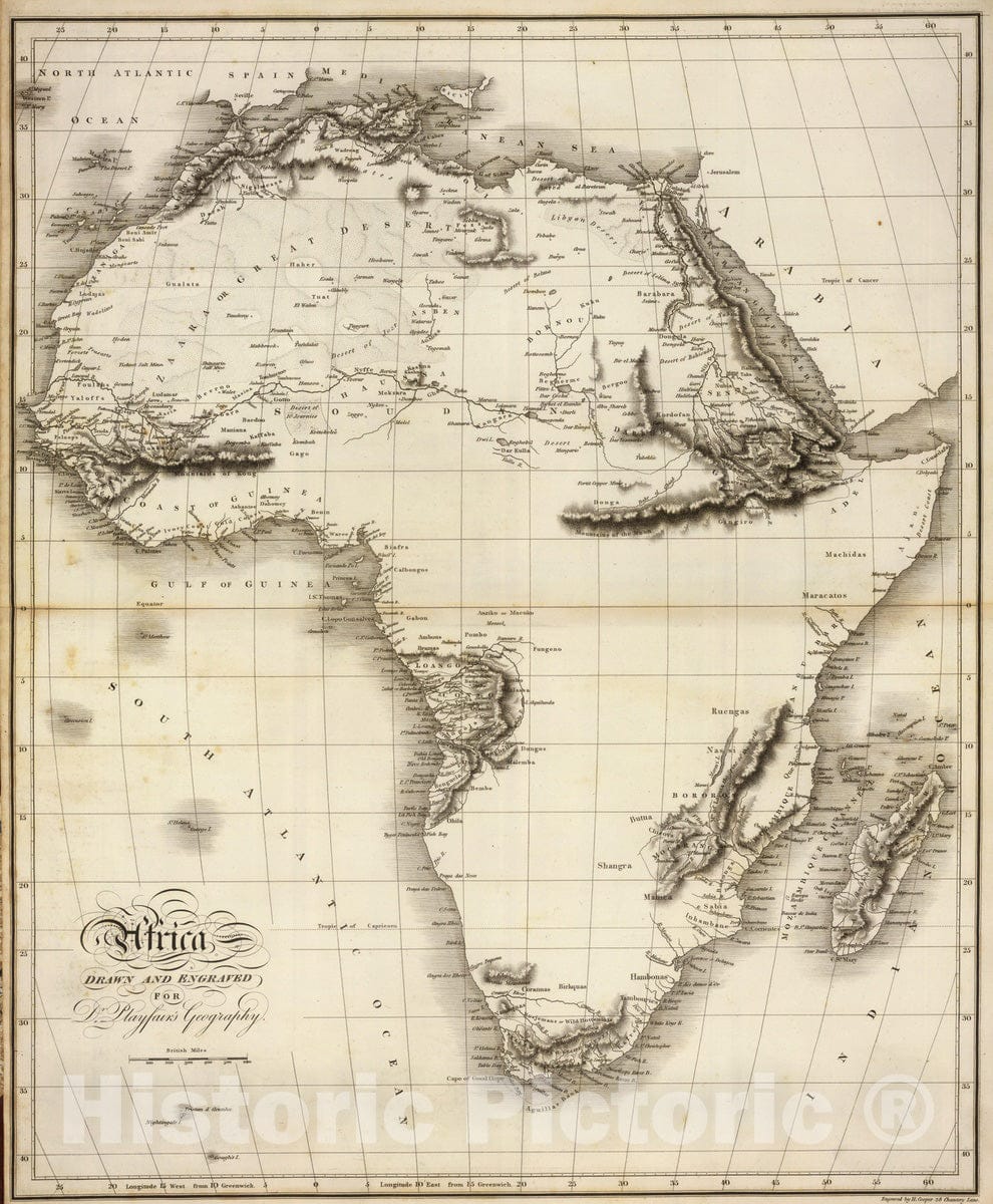 Historic Map : 1814 Africa. v2 - Vintage Wall Art