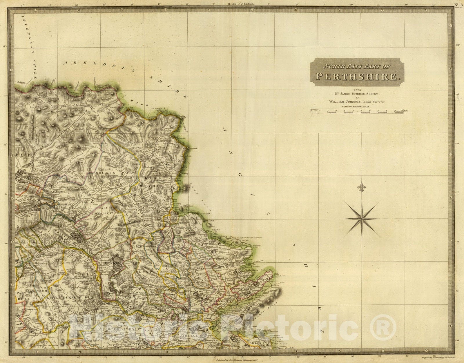 Historic Map : Scotland, 1832 Perthshire NE. , Vintage Wall Art