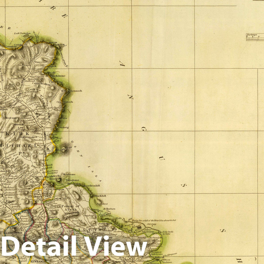 Historic Map : Scotland, 1832 Perthshire NE. , Vintage Wall Art