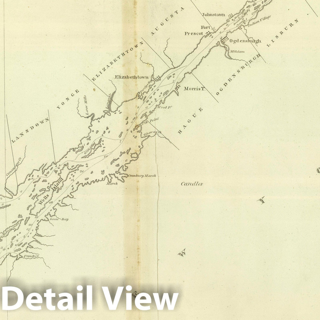 Historic Map : 1824 East End of Lake Ontario and River St. Lawrence from Kingston to French Mills. - Vintage Wall Art