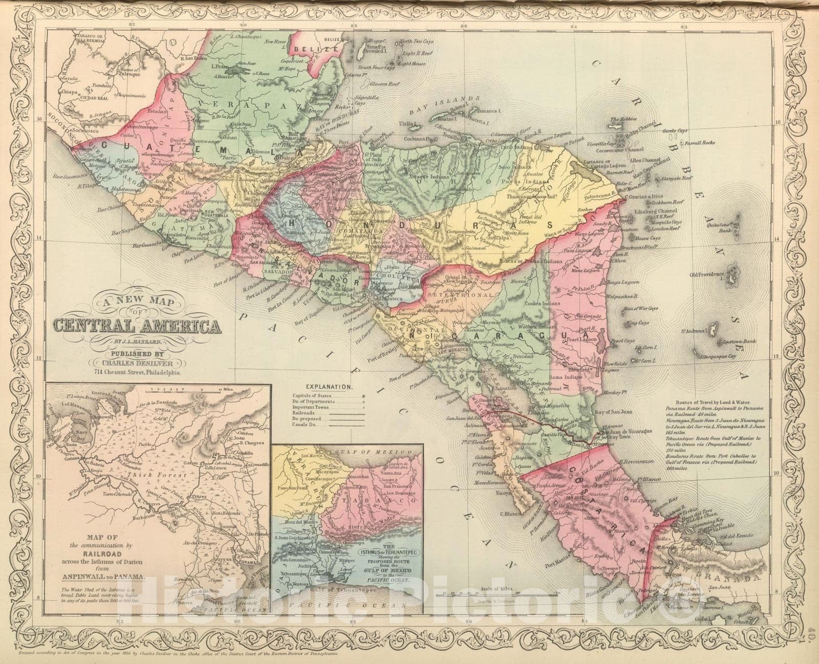 Historic Map : 1859 Central America v1 - Vintage Wall Art