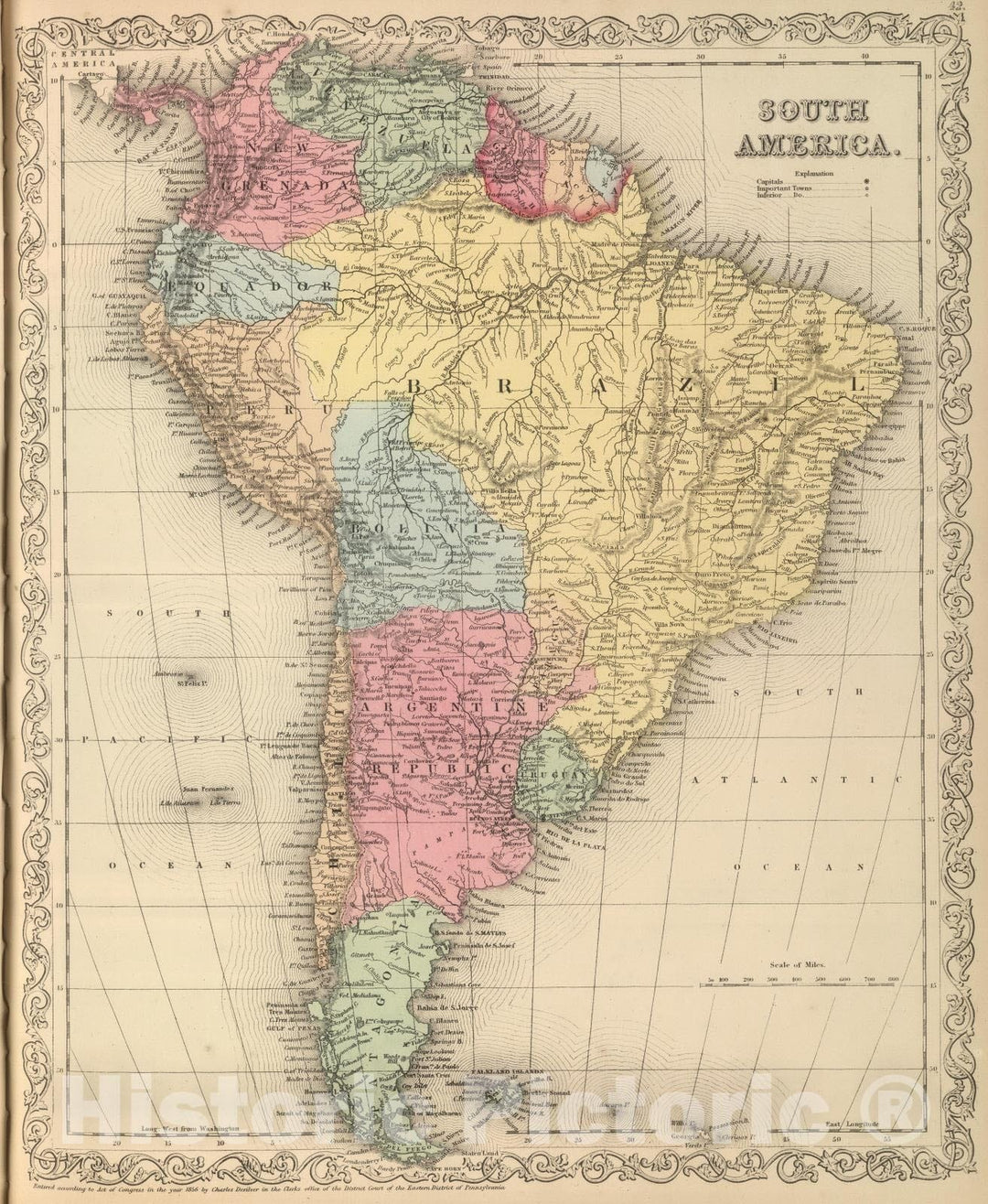 Historic Map : 1859 South America. - Vintage Wall Art