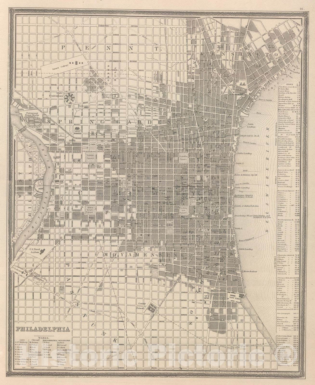 Historic Map : 1848 Philadelphia. - Vintage Wall Art