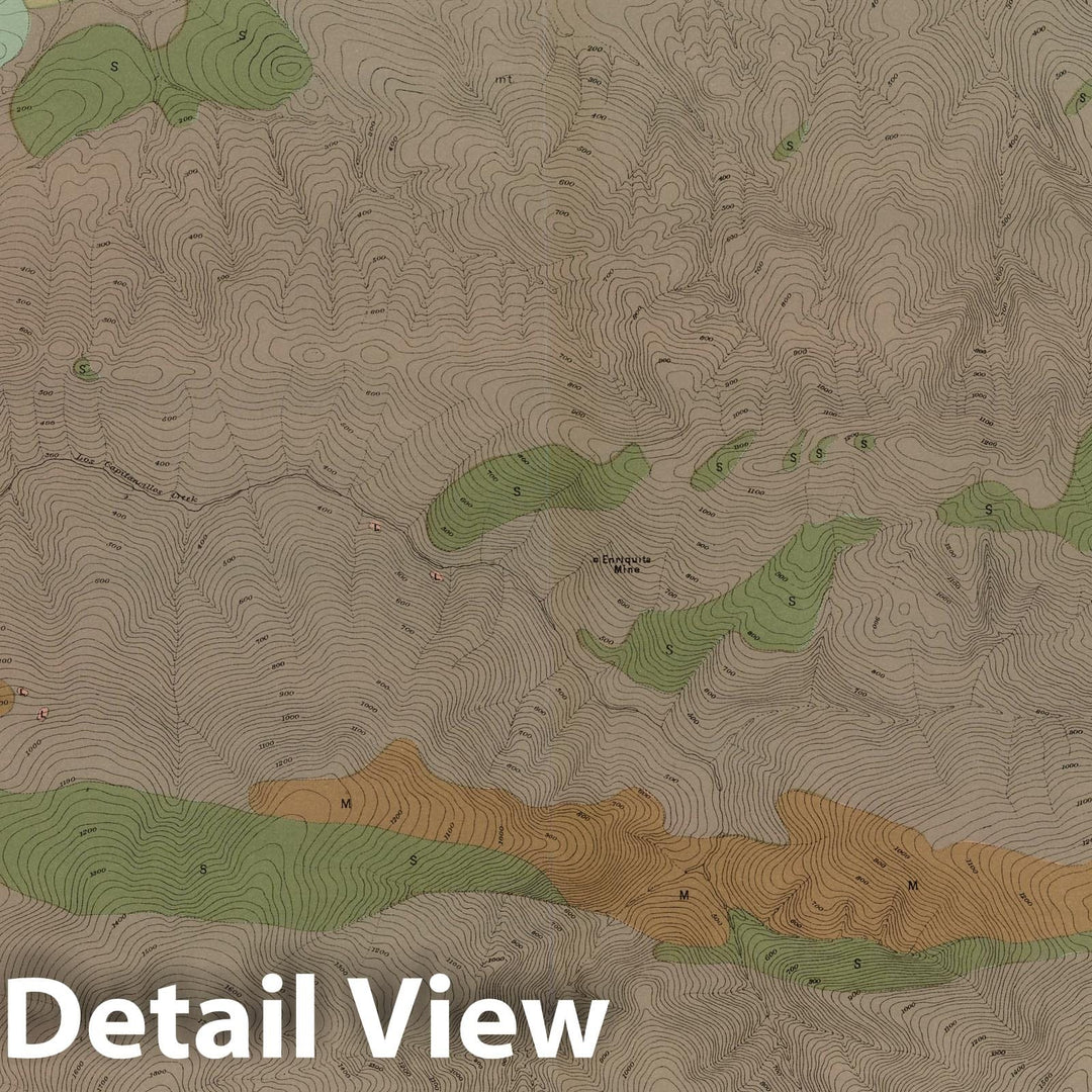 Historic Map : Geologic Atlas - 1887 Geological Map of the New Almaden Mining District. - Vintage Wall Art