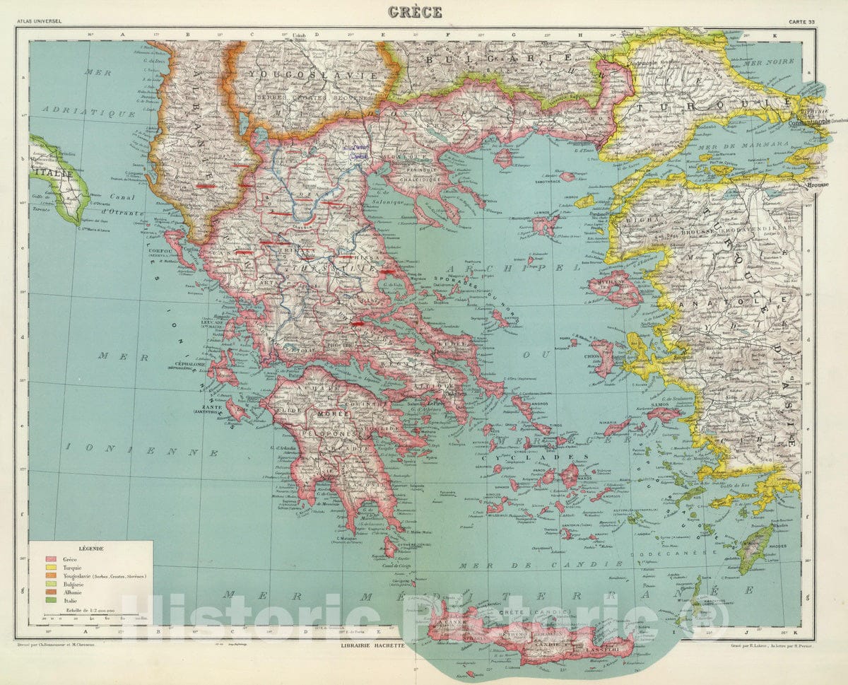 Historic Map : Greece, 1935 Grece. , Vintage Wall Art