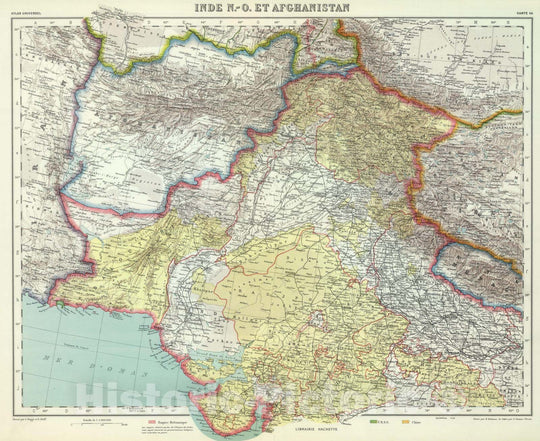 Historic Map : Afghanistan; India, 1936 Inde N.-O. et Afganistan. , Vintage Wall Art